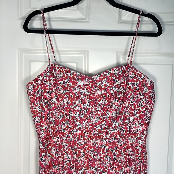 J.Crew Ruffle Hem Midi Dress Sz 0 Tall Liberty of London Floral Wiltshire Berry - Picture 3 of 17